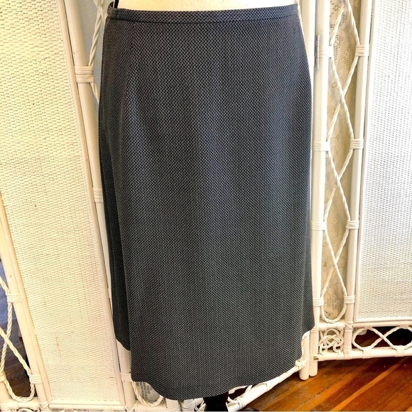 Vintage 90s A-Line Skirt Black w/ White Pin Dot Pattern JH Collectibles size 16 - Picture 2 of 16
